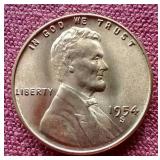 (2) BU Red 1954-S Wheat Pennies