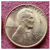 (2) BU Red 1954-S Wheat Pennies