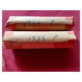 1934 & 1935 Wheat Penny Rolls