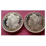 (2) "Morgan Style" 1oz Copper Rounds