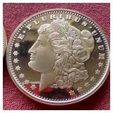(2) "Morgan Style" 1oz Copper Rounds