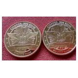 (2) "Morgan Style" 1oz Copper Rounds
