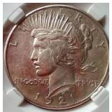 1921 Peace Dollar PGA MS63 - Key Coin!