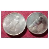 (2) 1922 Peace Dollars