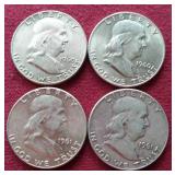 (4) Franklin Half Dollars - 1960, 1960-D, 1961, 1961-D