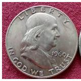 (4) Franklin Half Dollars - 1960, 1960-D, 1961, 1961-D