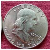 (4) Franklin Half Dollars - 1960, 1960-D, 1961, 1961-D
