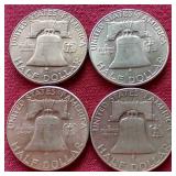 (4) Franklin Half Dollars - 1960, 1960-D, 1961, 1961-D