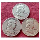 (3) 1953 Franklin Half Dollars - P/D/S