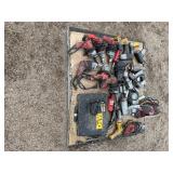 Pallet of corded power tools Dewalt, Milwaukee, Aircat, Ingersol-Rand, Gison Pneumatic, Skil and more