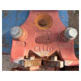 Slanted Metal jobbox with a Reed Chain Vise attached. H 55 ½” x 30” x 48”