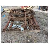 Steel pipes and steel coiled wire rope, pipe length 48”