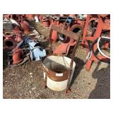 Steel lifting attachment with bucket possibly designed for mortar lifting H 46” x W 26”