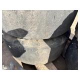 Pallet of (11) Industrial tires and rims, likely for heavy yard equipment