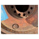 Pallet of (11) Industrial tires and rims, likely for heavy yard equipment