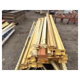 Industrial Steel pallet racking cross beams/uprights, disassembled. Plywood sheets for shelves.