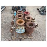 Pallet of 6" Flange Plug Valves. The shaft has a lever arm.