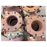 Pallet of 6" Flange Plug Valves. The shaft has a lever arm.