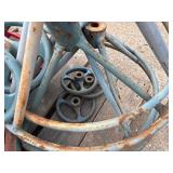 Pallet of valve hand wheels and protective frames. One valve body.