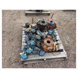 Pallet of Various type Valves. The smaller have hand lever handles