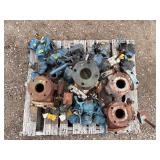 Pallet of Various type Valves. The smaller have hand lever handles