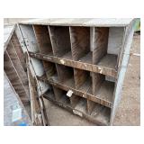 Wood storage cabinet with multiple vertical or horizontal compartments. L 36” x H 54” x W 48”