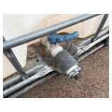 Plastic tank inside a metal cage. L 39 ½” x W 47” x H 46”