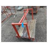 (2) Industrial flatbed carts/dollies with wood plank deck and caster wheels. Includes central lifting eye