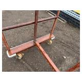 Mobile pipe storage rack or mobile scaffold frame, Ladder-style vertical sides, 138” l x 70” t