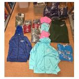 5 shelves of MN, WI, Iowa apparel various sizes designs & colors