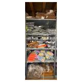 5 shelves of apparel: jackets, hoodies, sweatshirts