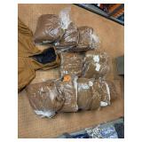 5 shelves of apparel: jackets, hoodies, sweatshirts