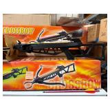 Crossbow and everything  on that shelf plus All Blow darts on floor