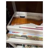 Crossbow and everything  on that shelf plus All Blow darts on floor