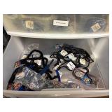 Lanyards and eyewear retainers in 9 plastic storage stacking drawers