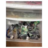 Lanyards and eyewear retainers in 9 plastic storage stacking drawers