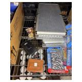 Key chains, Flashlights, rubber bands,  aluminum wallets, poker set in case, shot glasses