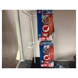 Football tchotchkes: flags, cups, blankets, key chains