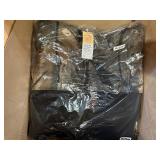 3 shelves of camo/orange hunting gear. Jackets, sweatshirts, hats, foam footballs