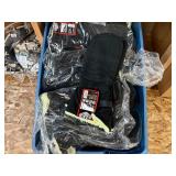 3 shelves of camo/orange hunting gear. Jackets, sweatshirts, hats, foam footballs