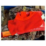 Hunting orange and Camo hats, jackets and gloves