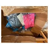 Hats, gloves, shirts, jackets, dolls, water toys