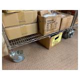 2 NSF Metal rolling shelves, H 69” x 2’ x 3’.