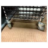 2 NSF Metal rolling shelves, H 69” x 2’ x 3’