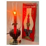 Vintage Timco Hurricane Christmas Candle & Glass Lamp