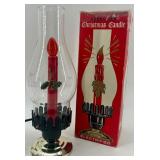 Vintage Timco Hurricane Christmas Candle & Glass Lamp
