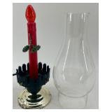 Vintage Timco Hurricane Christmas Candle & Glass Lamp