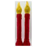 Empire Plastic Corp Red & Yellow Flame Candles, Vintage 1968 Set of 2