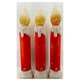 Vintage Noel Candle Blow Molds Set of 3 Red Candles with White Drips & Amber Flames