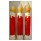 Vintage Noel Candle Blow Molds Set of 3 Red Candles with White Drips & Amber Flames
